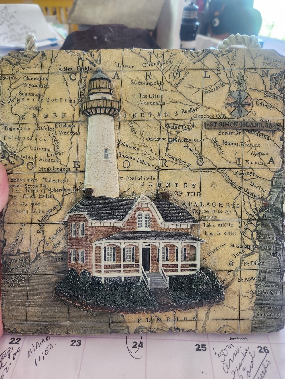 Vintage Lighthouse Wall Plaque - Coastal Home Art (Beige, Brown)